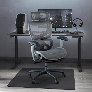 ergonomic chair white grey white frame mesh 3d adjustable armrests headrest extendable footrest 2