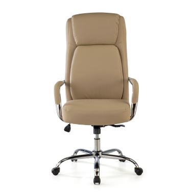 office chair beige deluxe synthetic leather upholstered armrests 3