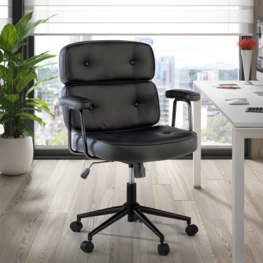office chair black royale synthetic leather fixed armrests 2
