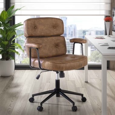 office chair brown royale synthetic leather fixed armrests 2