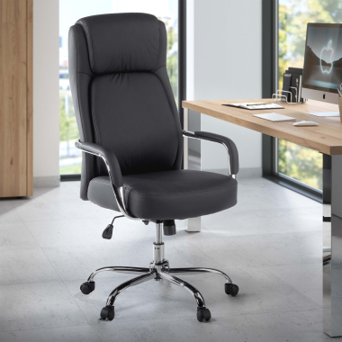 office chair black deluxe synthetic leather upholstered armrests 2