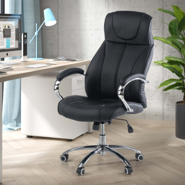 office chair black noble synthetic leather upholstered armrests 2