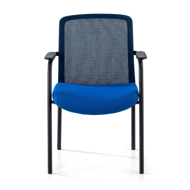 visitor chair blue siena mesh fixed armrests 3