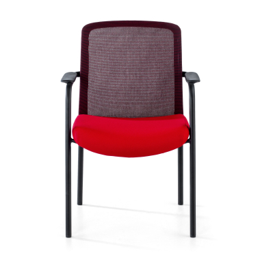 visitor chair red siena mesh fixed armrests 3