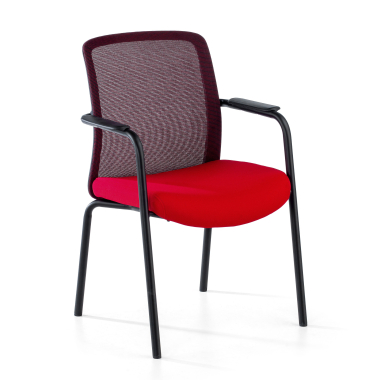 visitor chair red siena mesh fixed armrests 1