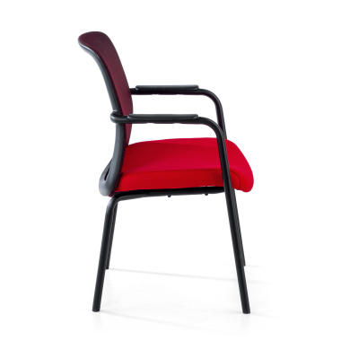 visitor chair red siena mesh fixed armrests 4