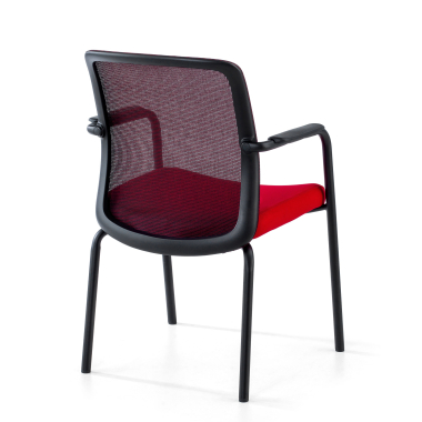 visitor chair red siena mesh fixed armrests 5