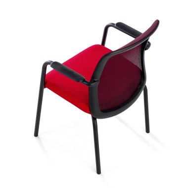 visitor chair red siena mesh fixed armrests 7