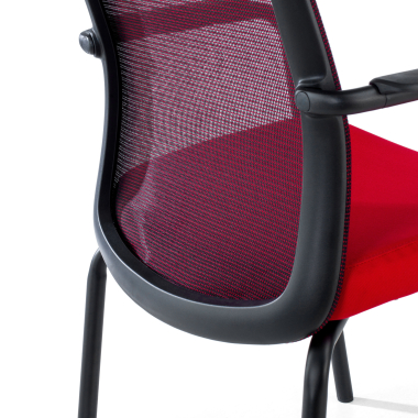 visitor chair red siena mesh fixed armrests 10