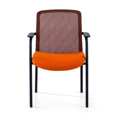 visitor chair orange siena mesh fixed armrests 3