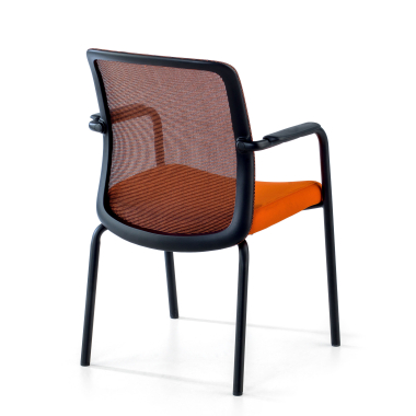 visitor chair orange siena mesh fixed armrests 5