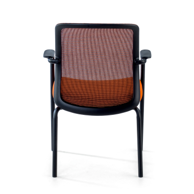 visitor chair orange siena mesh fixed armrests 6