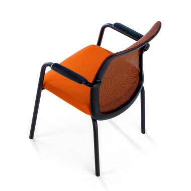 visitor chair orange siena mesh fixed armrests 7