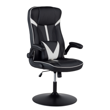 gaming chair white synthetic leather flip up armrests 1