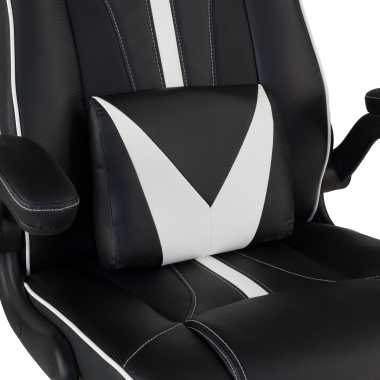 gaming chair white synthetic leather flip up armrests 5