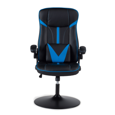 gaming chair blue synthetic leather flip up armrests 3