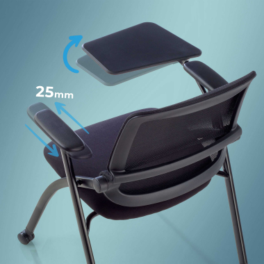 chair with writing tablet black with writing tablet casters mesh movable armrests 4