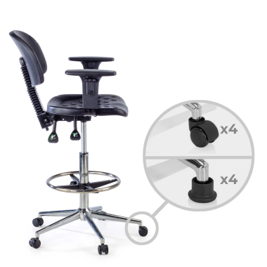 work and laboratory stool black stool with arms plastic no armrests 4