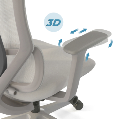 ergonomic chair white grey aeroflow white frame mesh 3d adjustable armrests double lumbar support headrest 5