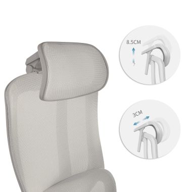 ergonomic chair white grey aeroflow white frame mesh 3d adjustable armrests double lumbar support headrest 6