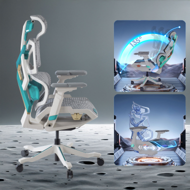gaming chair white green dragonlord mesh 6d adjustable armrests lumbar support headrest 5