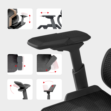 ergonomic chair black aeromax black frame mesh 5d adjustable armrests double lumbar support headrest 6