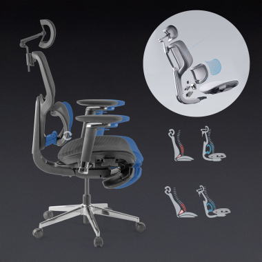 ergonomic chair black erghos x2 mesh 5d adjustable armrests double lumbar support headrest extendable footrest 3