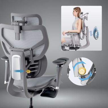 ergonomic chair gray erghos x3 mesh 5d adjustable armrests double lumbar support headrest 4