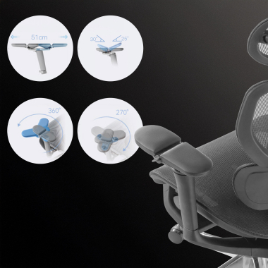 ergonomic chair black erghos x4 pro mesh 6d adjustable armrests double lumbar support headrest extendable footrest 7
