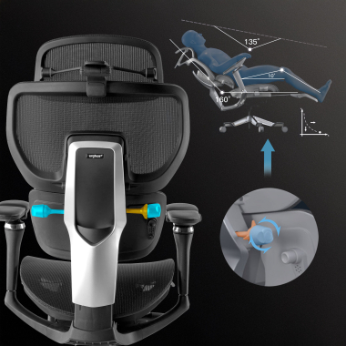 ergonomic chair black erghos x4 pro mesh 6d adjustable armrests double lumbar support headrest extendable footrest 3