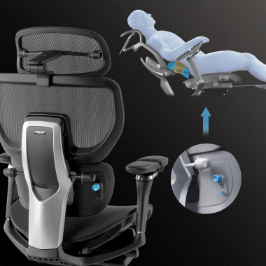 ergonomic chair black erghos x4 pro mesh 6d adjustable armrests double lumbar support headrest extendable footrest 4