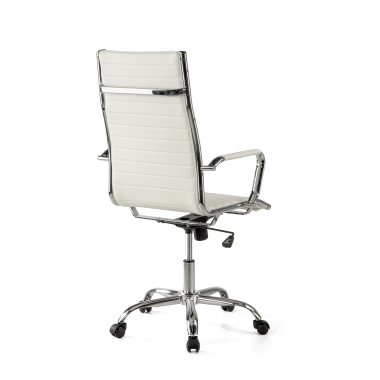 office chair white high back synthetic leather fixed armrests 5