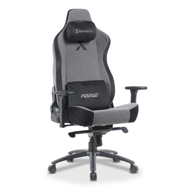 gaming chair gray forge fabric 3d adjustable armrests lumbar and cervical cushion headrest 7