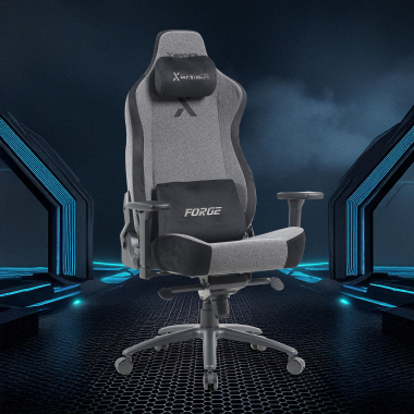 gaming chair gray forge fabric 3d adjustable armrests lumbar and cervical cushion headrest 11