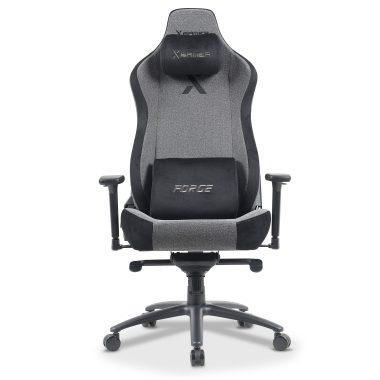 gaming chair gray forge fabric 3d adjustable armrests lumbar and cervical cushion headrest 3