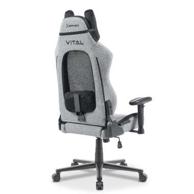 gaming chair gray vital fabric movable armrests headrest cushion headrest 12