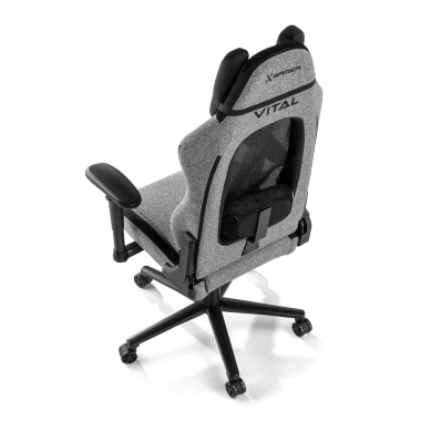 gaming chair gray vital fabric movable armrests headrest cushion headrest 10