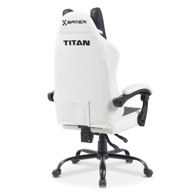 gaming chair white black titan synthetic leather flip up armrests headrest cushion headrest 11