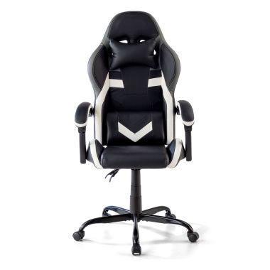 gaming chair white black mist synthetic leather flip up armrests headrest cushion headrest 3