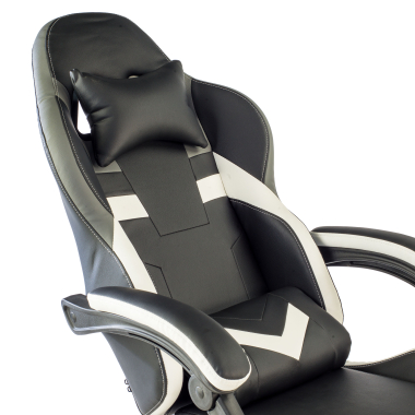 gaming chair white black mist synthetic leather flip up armrests headrest cushion headrest 4