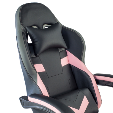 gaming chair rose mist synthetic leather flip up armrests headrest cushion headrest 4