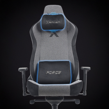 gaming chair gray forge fabric 3d adjustable armrests lumbar and cervical cushion headrest 6