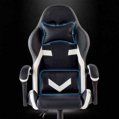 gaming chair white black mist synthetic leather flip up armrests headrest cushion headrest 7