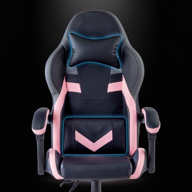 gaming chair rose mist synthetic leather flip up armrests headrest cushion headrest 7