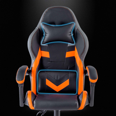 gaming chair orange mist synthetic leather flip up armrests headrest cushion headrest 7