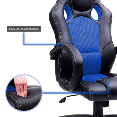 gaming chair blue racer synthetic leather fixed armrests 7