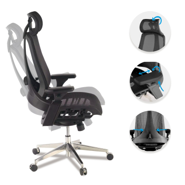 ergonomic chair black thunder mesh 3d adjustable armrests lumbar support headrest 3