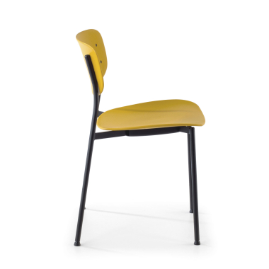 visitor chair yellow 4 legs plastic no armrests 6