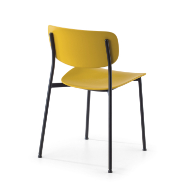 visitor chair yellow 4 legs plastic no armrests 9