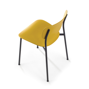 visitor chair yellow 4 legs plastic no armrests 8